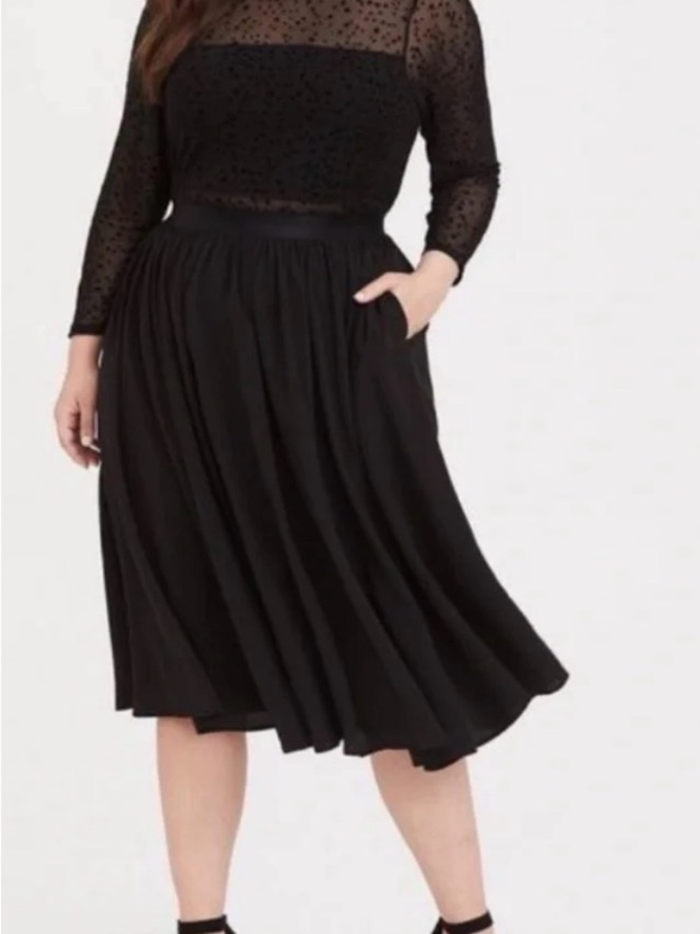136- size 26 torrid Black Star dress with sheer middle midi dress